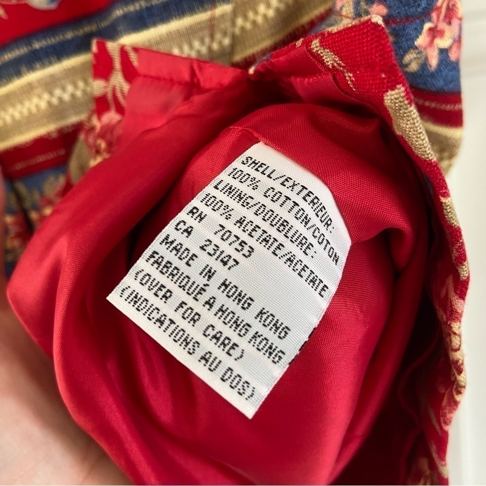 Vtg Talbots Red Floral Striped Button Up Vest Size Small - Picture 8 of 8